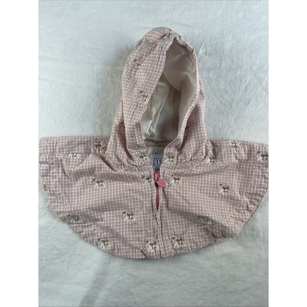 BABY Gap Girls 0-6 Months DOG Appliqued Hooded Poncho Cape VHTF SWEET